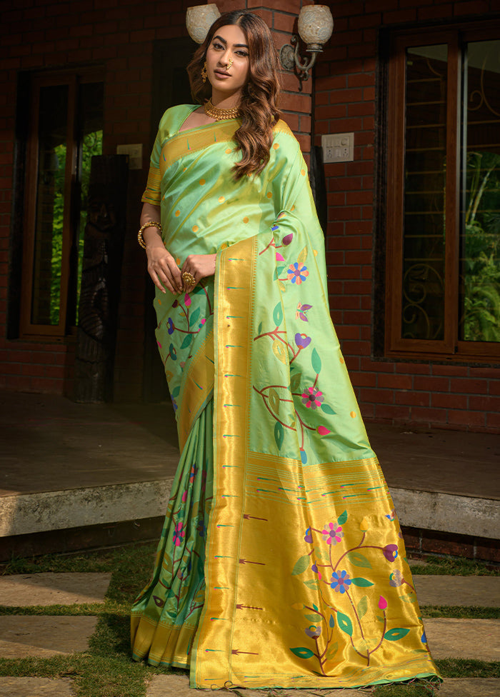 Sea Green Dupion Silk Saree With Blouse Piece - Indian Silk House Agencies