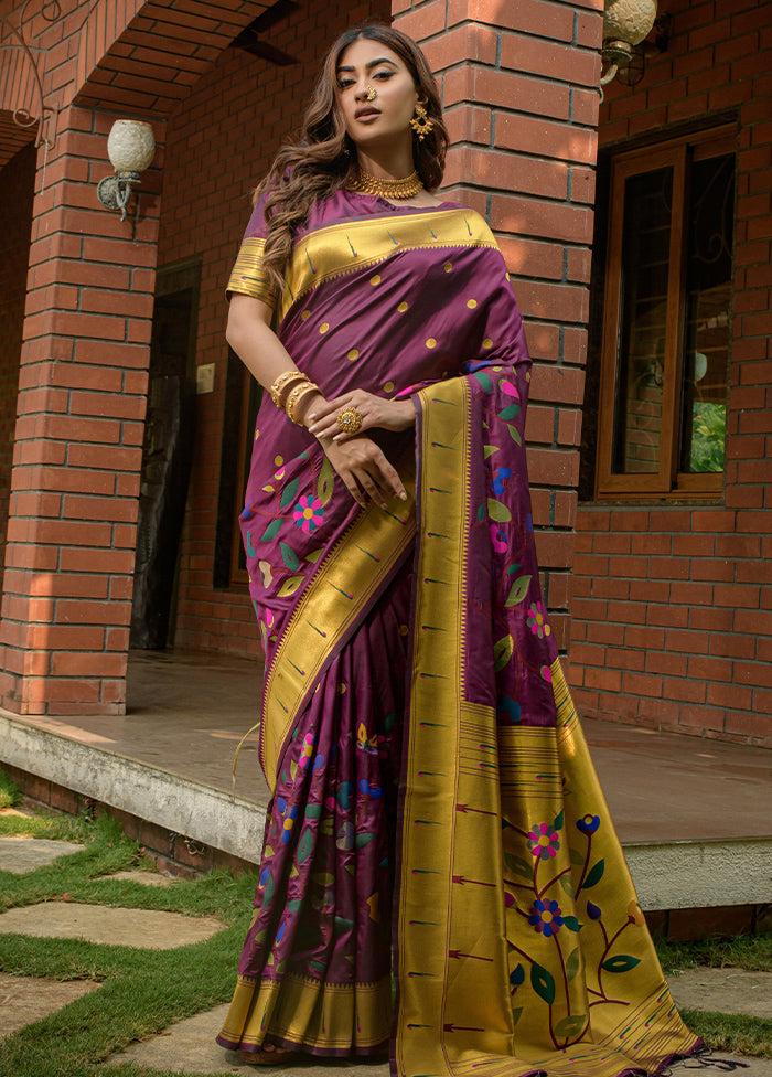 Wine Dupion Silk Saree With Blouse Piece