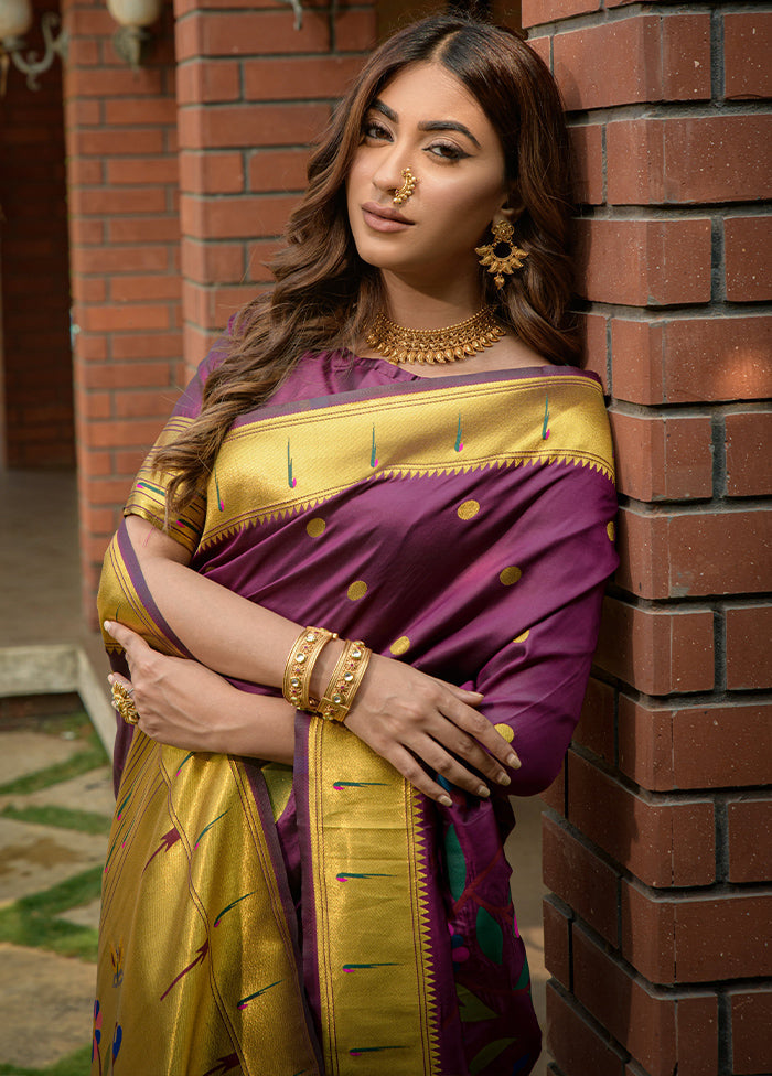 Wine Dupion Silk Saree With Blouse Piece - Indian Silk House Agencies