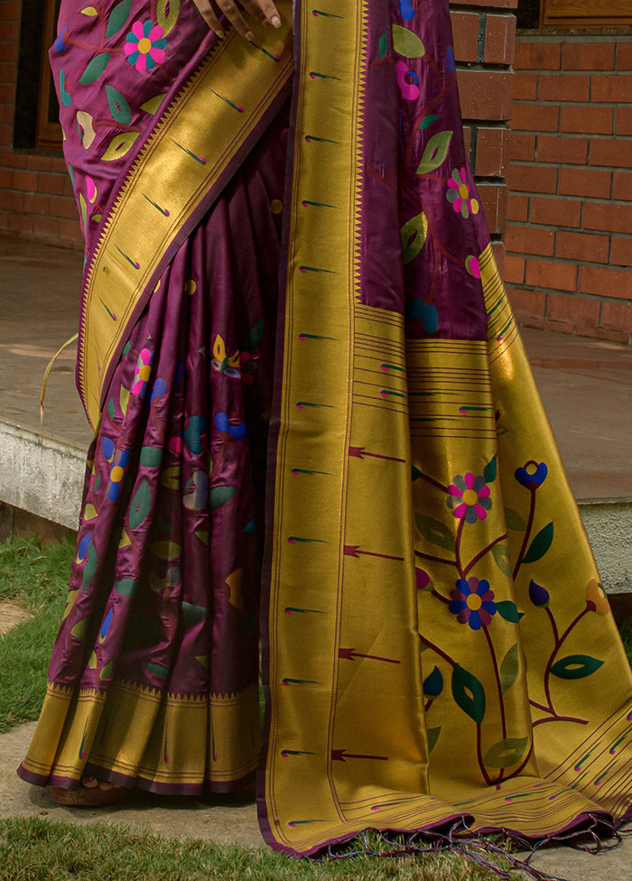 Wine Dupion Silk Saree With Blouse Piece