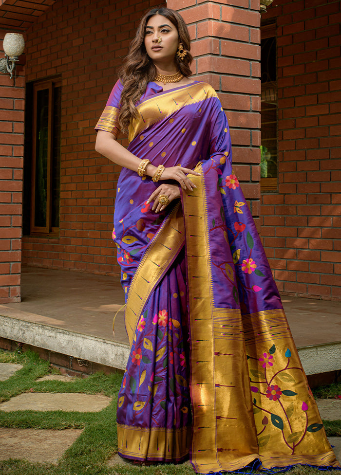 Purple Dupion Silk Saree With Blouse Piece - Indian Silk House Agencies