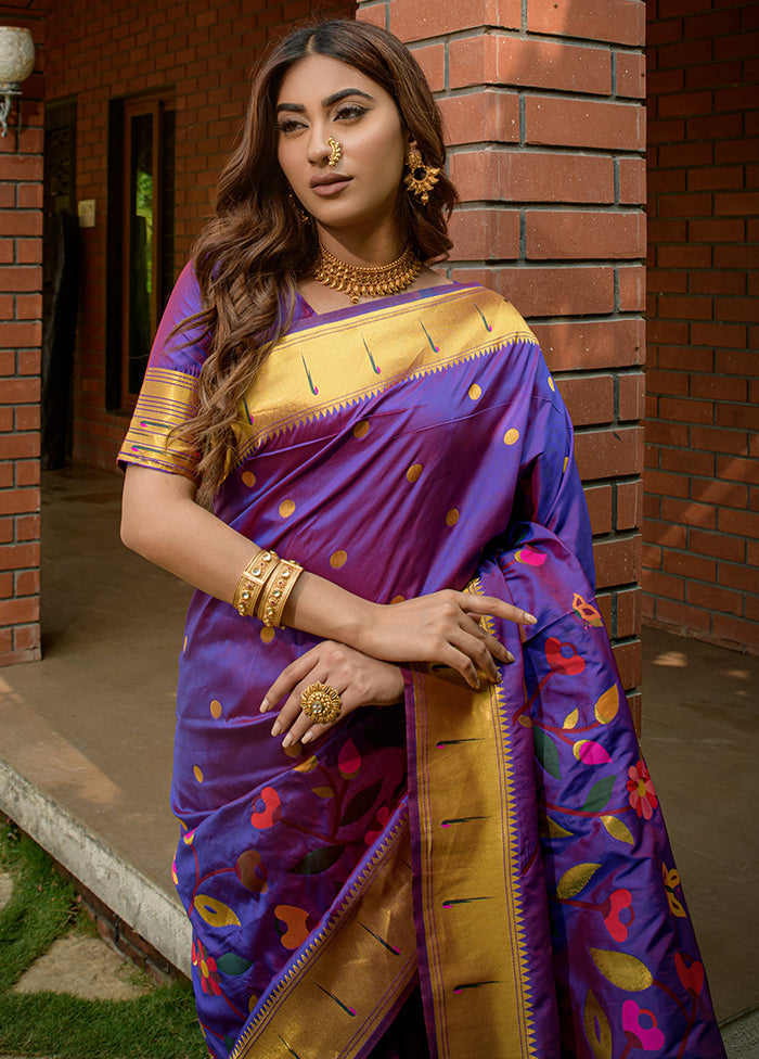 Purple Dupion Silk Saree With Blouse Piece - Indian Silk House Agencies