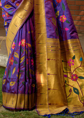 Purple Dupion Silk Saree With Blouse Piece - Indian Silk House Agencies