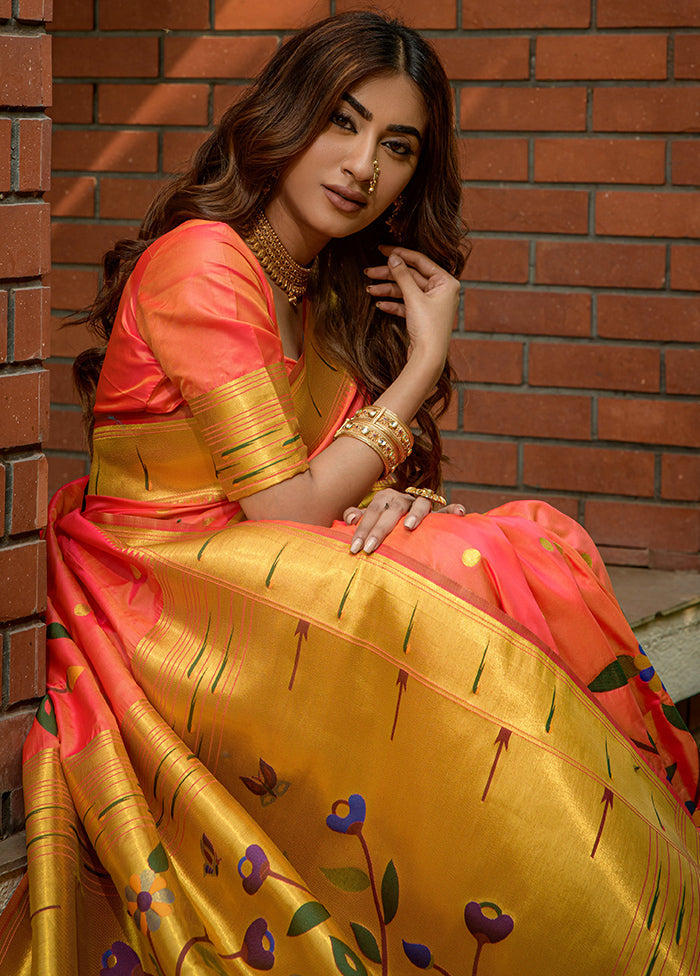 Coral Dupion Silk Saree With Blouse Piece - Indian Silk House Agencies