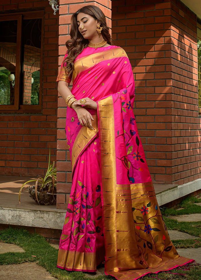 Pink Dupion Silk Saree With Blouse Piece - Indian Silk House Agencies