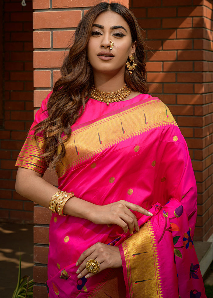 Pink Dupion Silk Saree With Blouse Piece - Indian Silk House Agencies