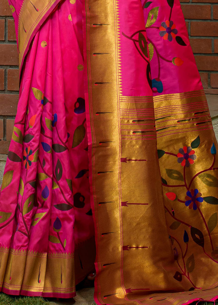 Pink Dupion Silk Saree With Blouse Piece - Indian Silk House Agencies