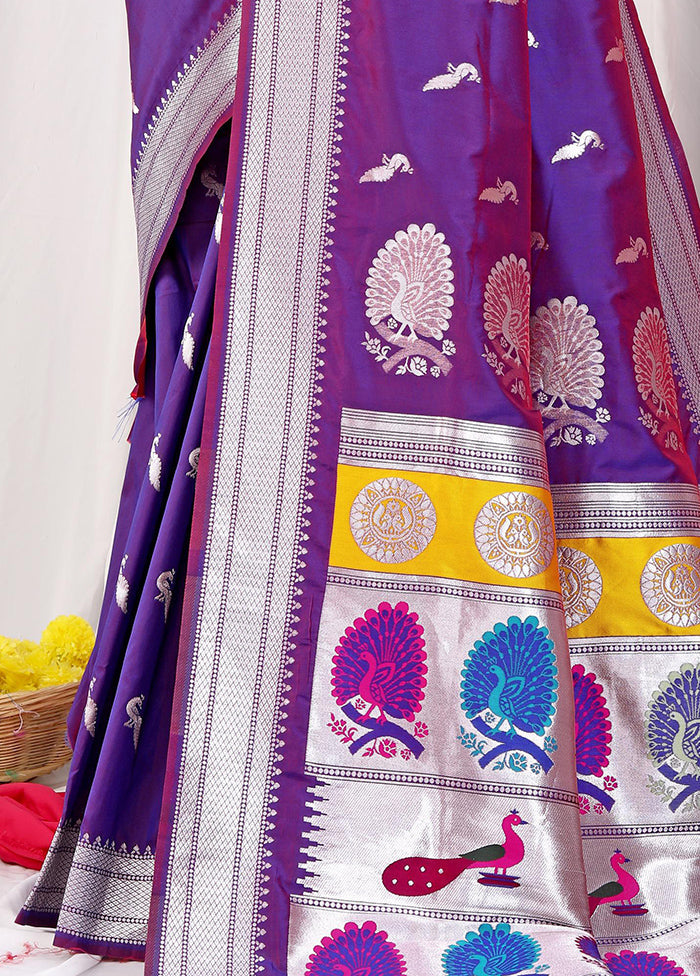 Purple Dupion Silk Saree With Blouse Piece - Indian Silk House Agencies