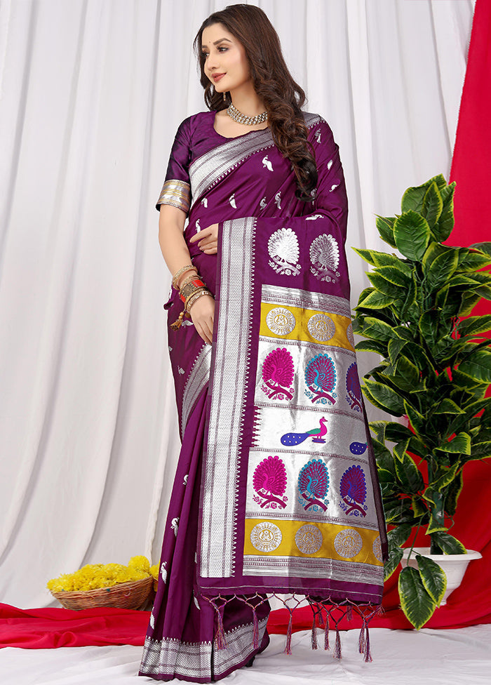 Wine Dupion Silk Saree With Blouse Piece - Indian Silk House Agencies