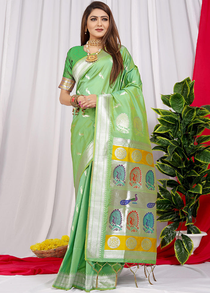 Sea Green Dupion Silk Saree With Blouse Piece - Indian Silk House Agencies