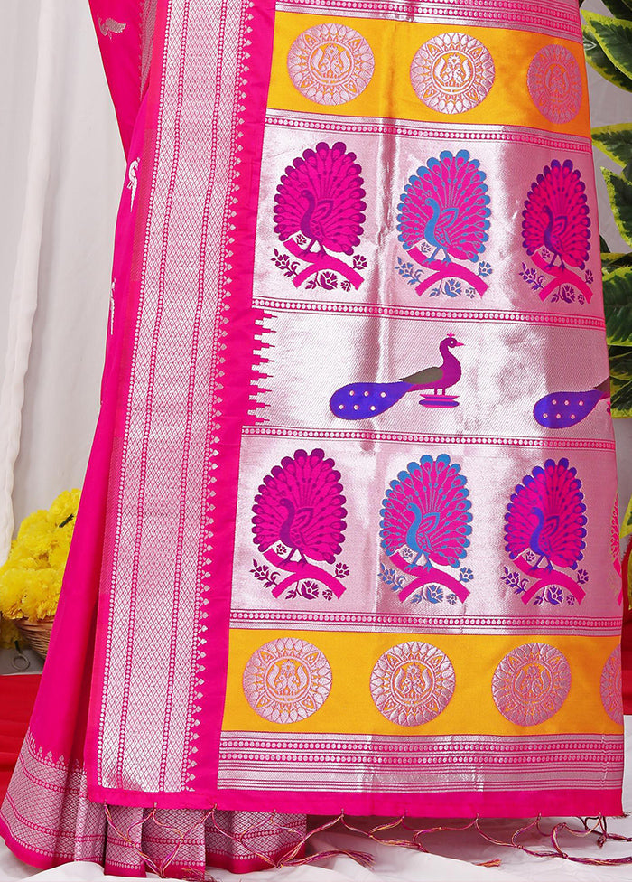 Pink Dupion Silk Saree With Blouse Piece - Indian Silk House Agencies