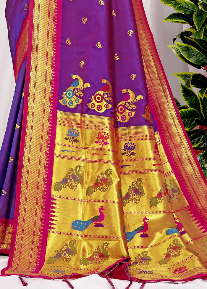 Purple Dupion Silk Saree With Blouse Piece - Indian Silk House Agencies