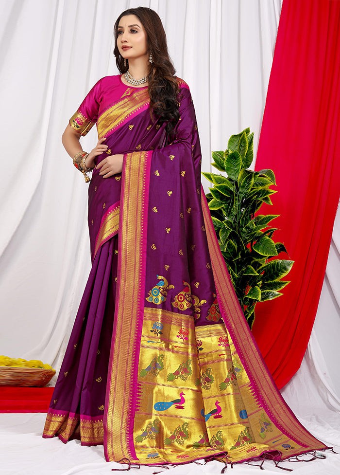 Wine Dupion Silk Saree With Blouse Piece - Indian Silk House Agencies