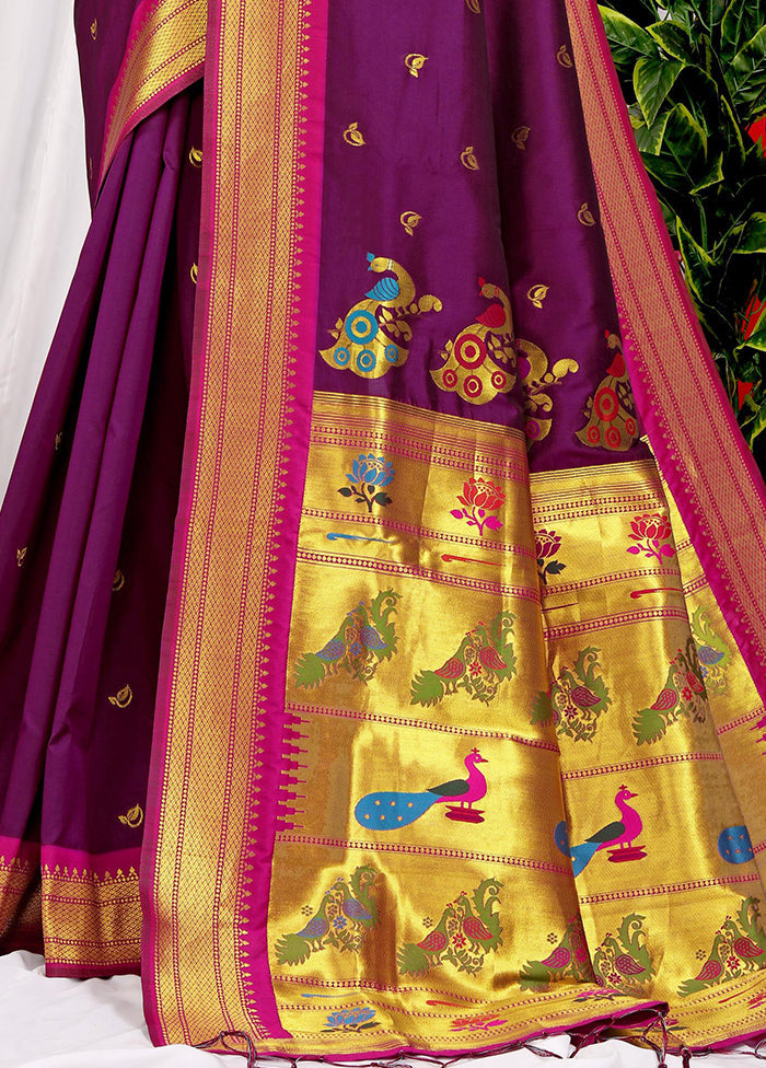 Wine Dupion Silk Saree With Blouse Piece