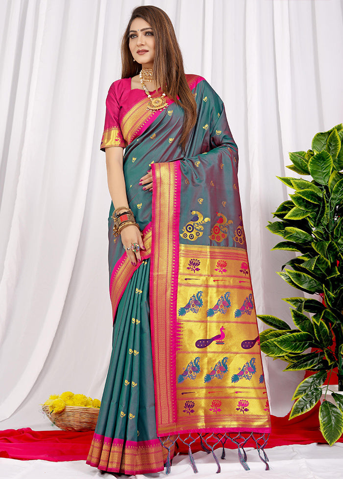 Grey Dupion Silk Saree With Blouse Piece - Indian Silk House Agencies