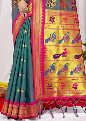 Grey Dupion Silk Saree With Blouse Piece - Indian Silk House Agencies