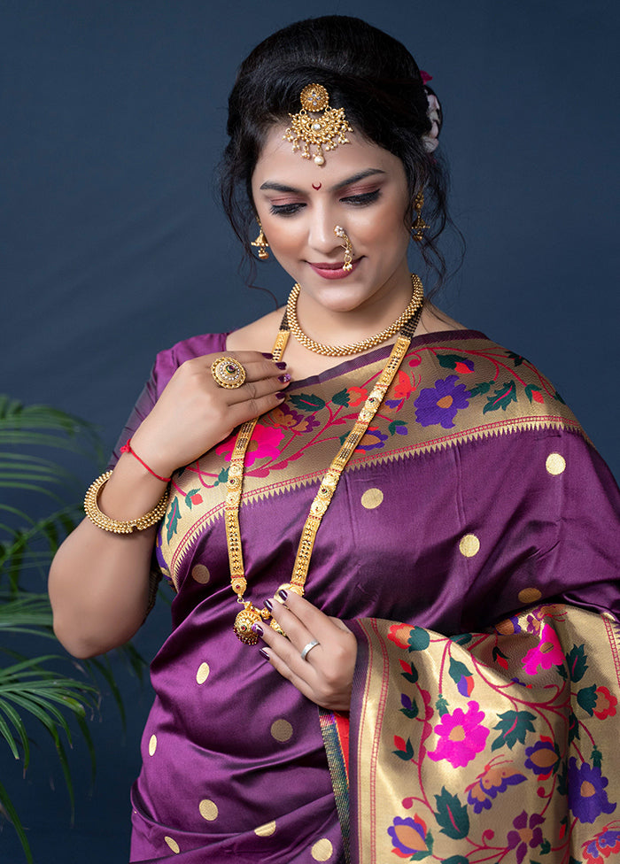 Wine Dupion Silk Saree With Blouse Piece