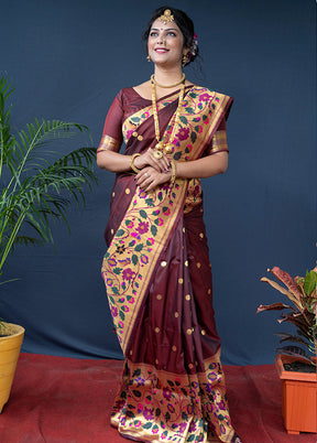 Brown Dupion Silk Saree With Blouse Piece