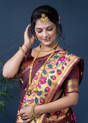 Brown Dupion Silk Saree With Blouse Piece