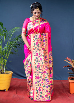 Pink Dupion Silk Saree With Blouse Piece