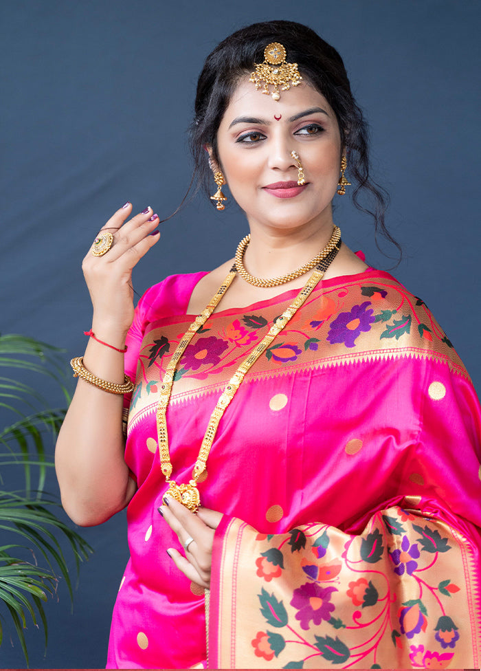 Pink Dupion Silk Saree With Blouse Piece