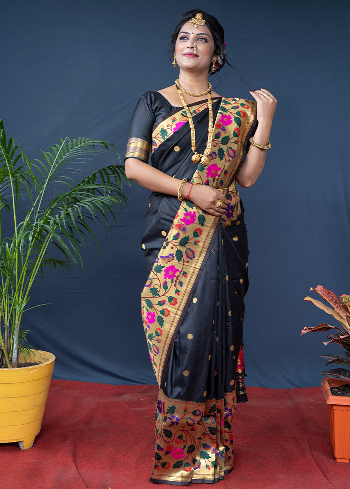 Black Dupion Silk Saree With Blouse Piece