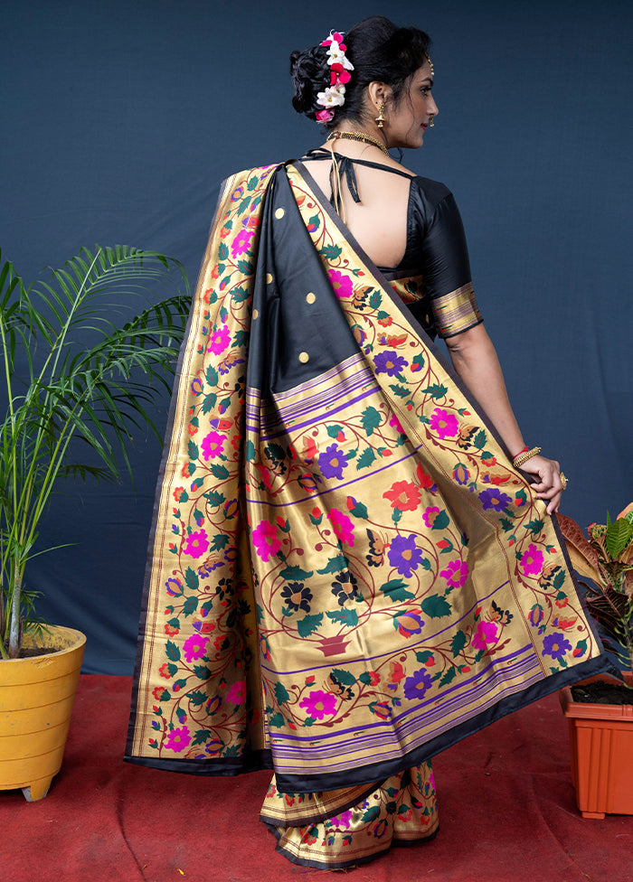 Black Dupion Silk Saree With Blouse Piece