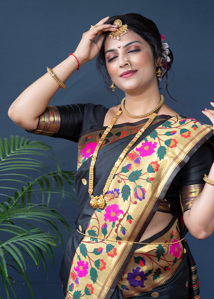 Black Dupion Silk Saree With Blouse Piece