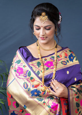 Purple Dupion Silk Saree With Blouse Piece