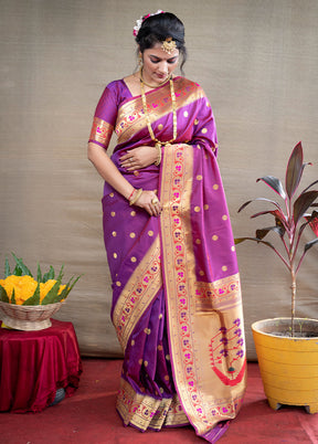 Purple Dupion Silk Saree With Blouse Piece