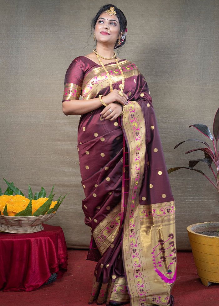 Brown Dupion Silk Saree With Blouse Piece