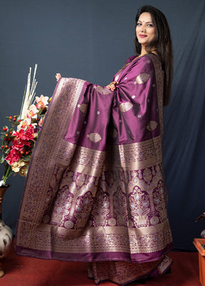 Wine Dupion Silk Saree With Blouse Piece