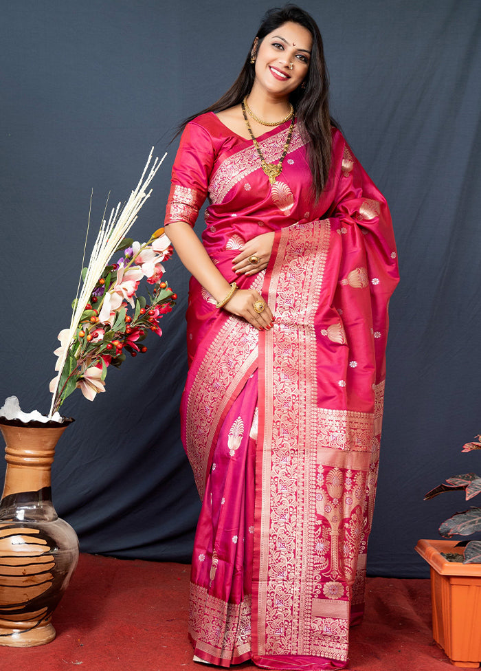 Red Dupion Silk Saree With Blouse Piece