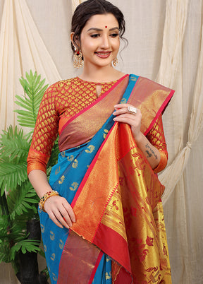 Firoza Banarasi Silk Saree With Blouse Piece