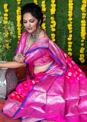 Pink Dupion Silk Saree With Blouse Piece