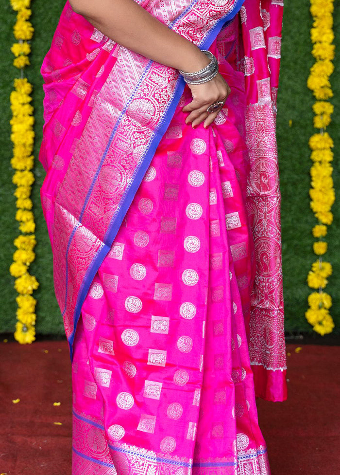 Pink Dupion Silk Saree With Blouse Piece