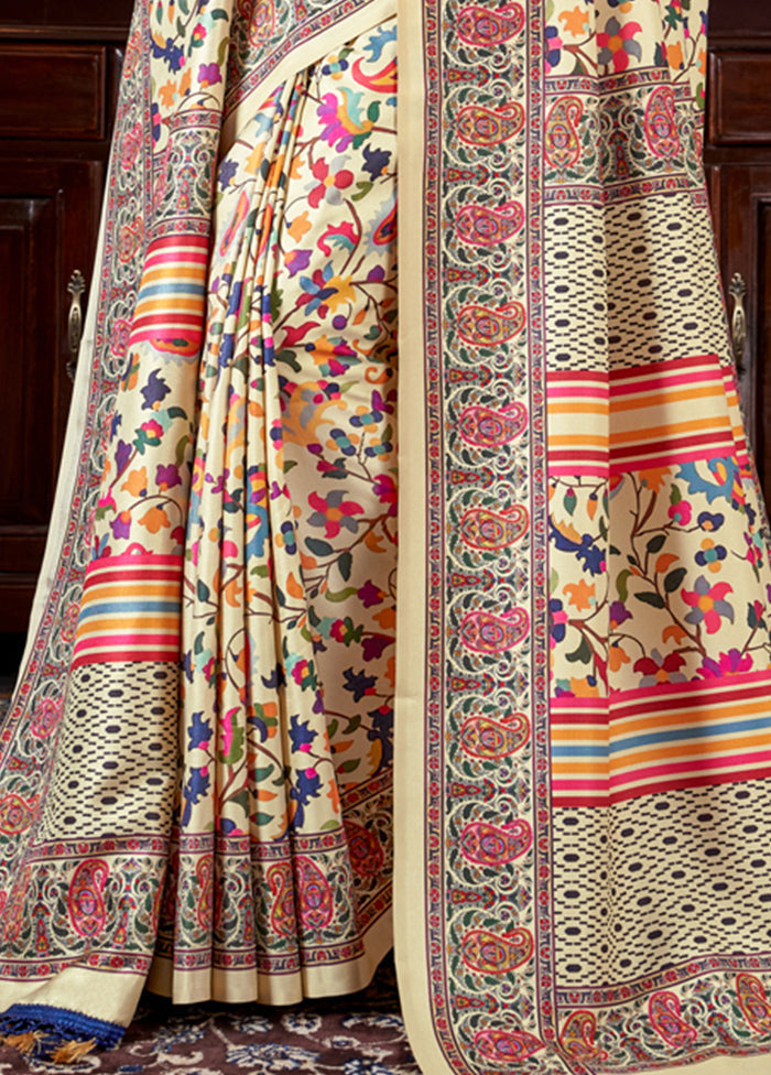 Multicolor Pasmina Silk Saree With Blouse Piece - Indian Silk House Agencies