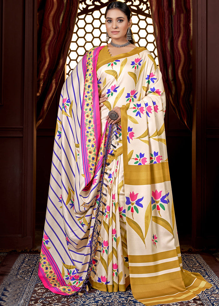 Multicolor Pasmina Silk Saree With Blouse Piece - Indian Silk House Agencies