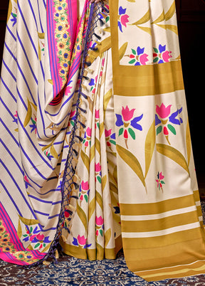 Multicolor Pasmina Silk Saree With Blouse Piece - Indian Silk House Agencies