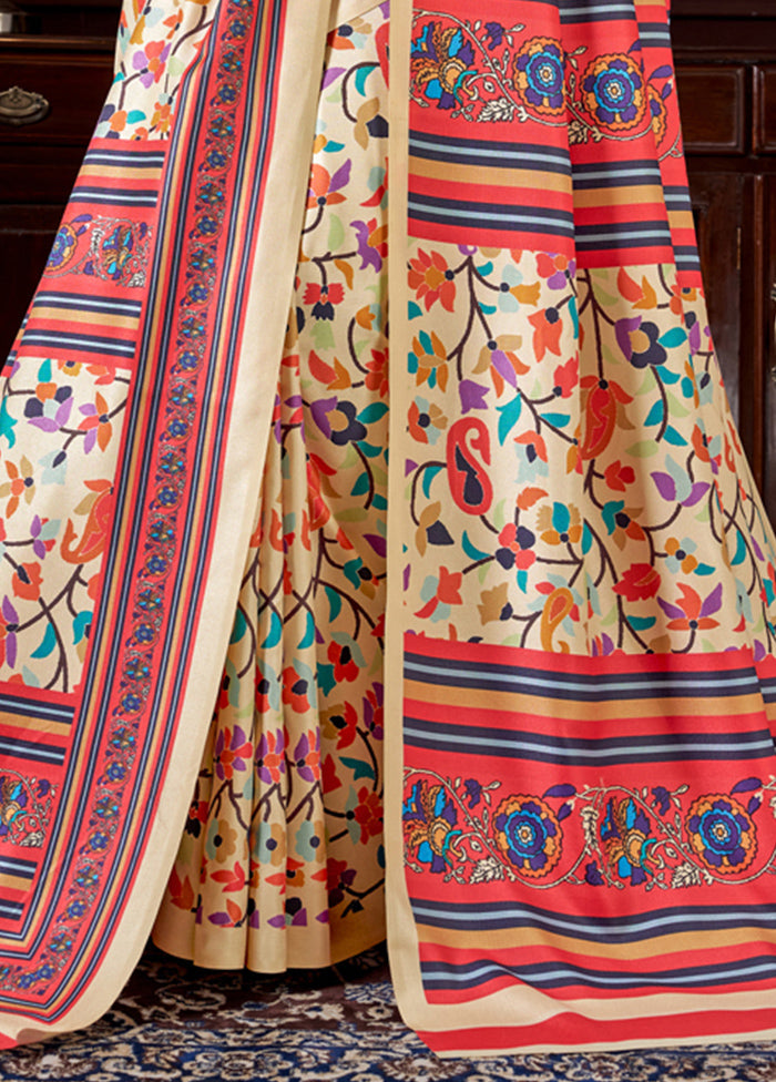 Multicolor Pasmina Silk Saree With Blouse Piece - Indian Silk House Agencies