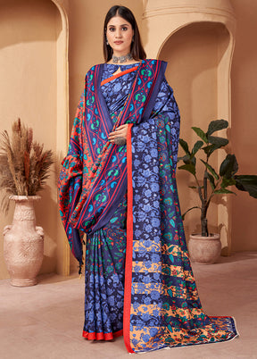 Multicolor Pasmina Silk Saree With Blouse Piece - Indian Silk House Agencies