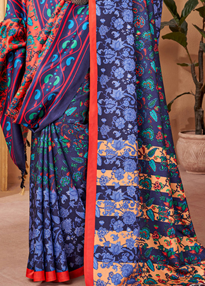 Multicolor Pasmina Silk Saree With Blouse Piece - Indian Silk House Agencies