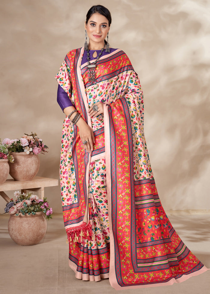 Multicolor Pasmina Silk Saree With Blouse Piece - Indian Silk House Agencies