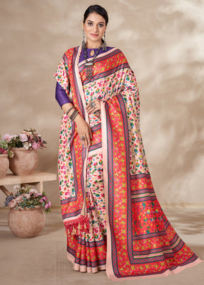 Multicolor Pasmina Silk Saree With Blouse Piece - Indian Silk House Agencies