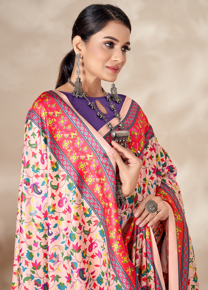 Multicolor Pasmina Silk Saree With Blouse Piece - Indian Silk House Agencies