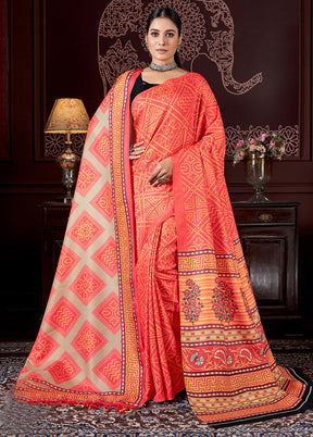 Multicolor Pasmina Silk Saree With Blouse Piece - Indian Silk House Agencies