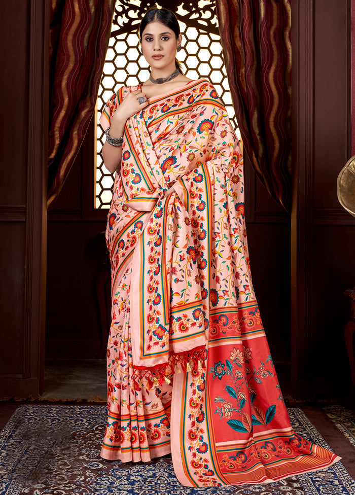 Multicolor Pasmina Silk Saree With Blouse Piece - Indian Silk House Agencies