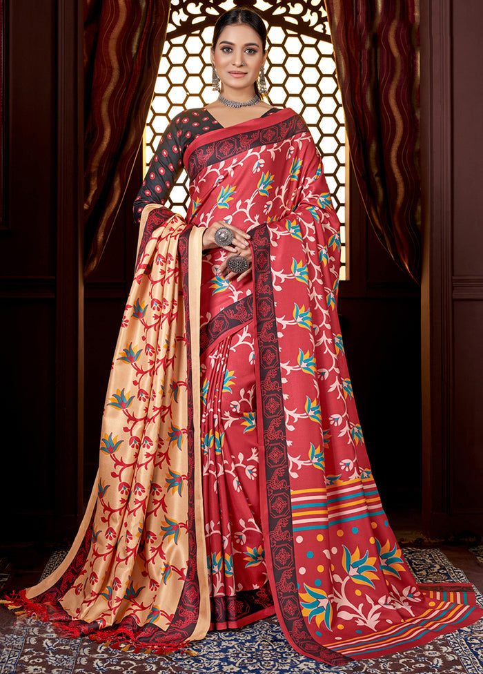 Multicolor Pasmina Silk Saree With Blouse Piece - Indian Silk House Agencies