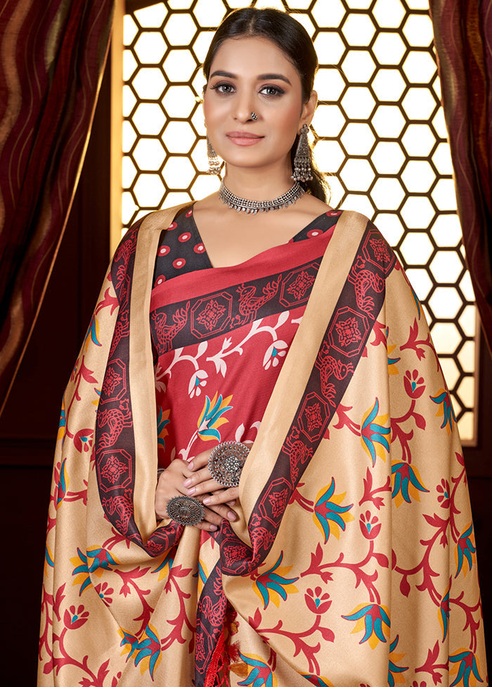 Multicolor Pasmina Silk Saree With Blouse Piece - Indian Silk House Agencies