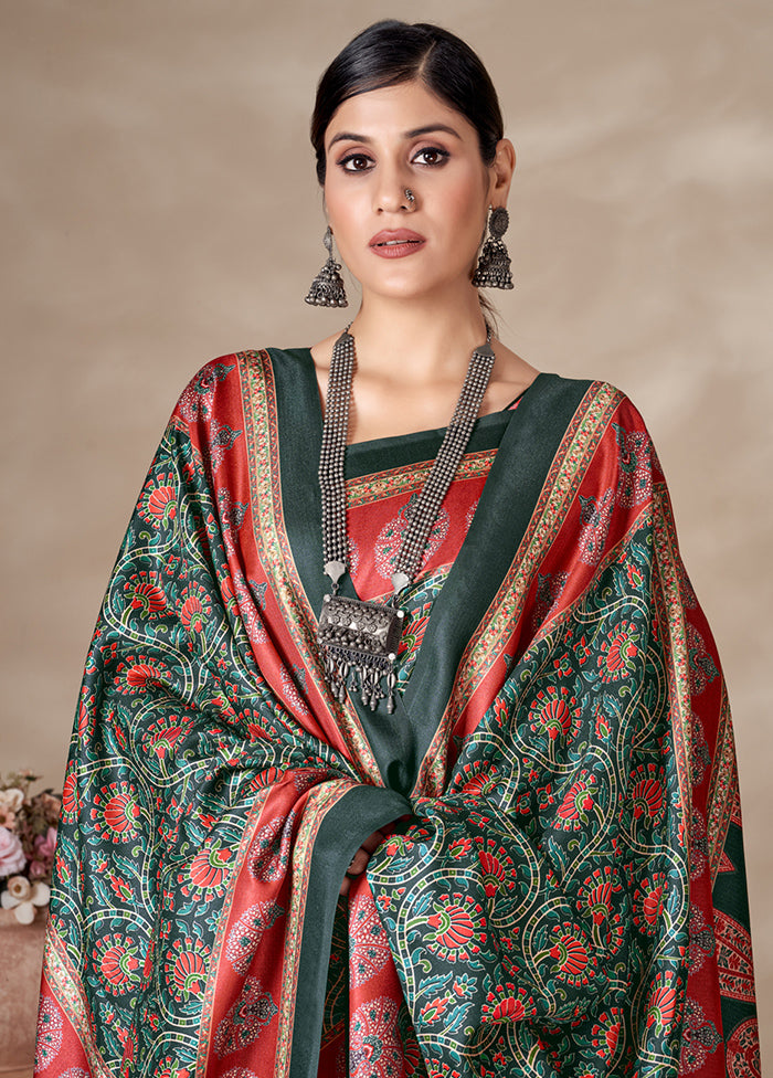 Multicolor Pasmina Silk Saree With Blouse Piece - Indian Silk House Agencies